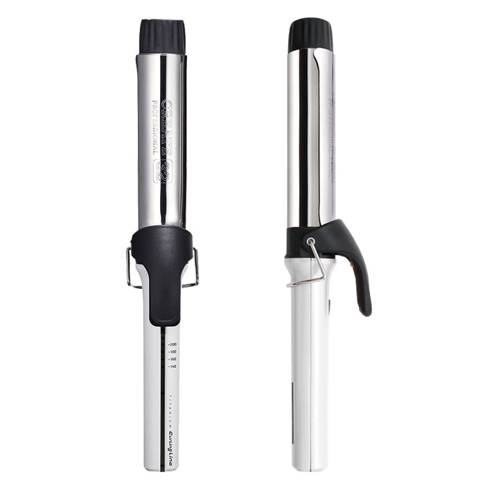 헤어2000 미용재료할인점,[그리에이트] 티타늄 컬링 라인 아이롱 TR 360 화이트 CL-32/38,코드길이 :32mm/38mm [티타늄코팅 발열판,슬림형손잡이,세라믹코팅,양손이용]